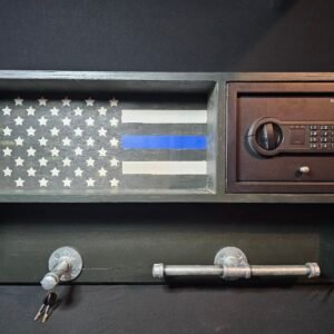 Thin Blue Line Duty Rack with Locking Safe